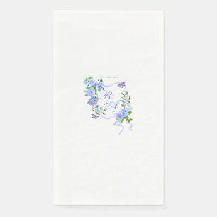 Blauw Roos lint monogram bruiloft Servet