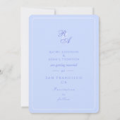 Blauw Roos Lint Monogram Fotobruiloft Save The Date (Achterkant)