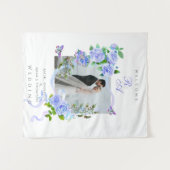 Blauw Roos Lint Monogram Fotobruiloft Wandkleed (Voorkant (horizontaal))