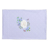 Blauw Roos lint monogram Paarse Kussensloop (Achterkant)