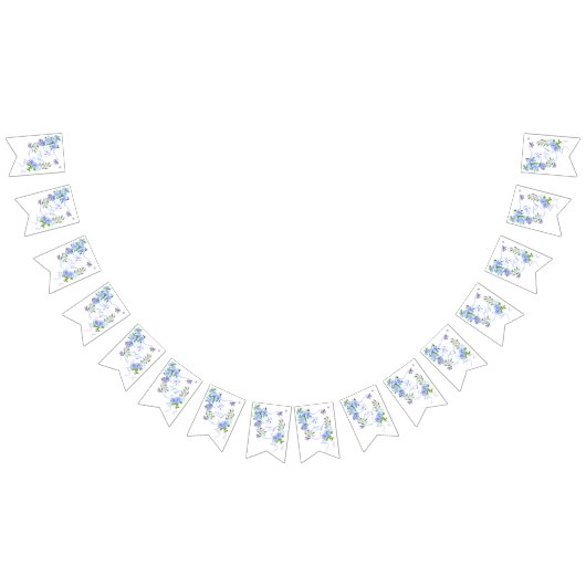 Blauw Roos lintmonogram Vlaggetjes (Alle)