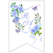 Blauw Roos lintmonogram Vlaggetjes (Eerste vlag)