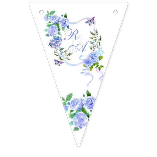 Blauw Roos lintmonogram Vlaggetjes (Tweede vlag)