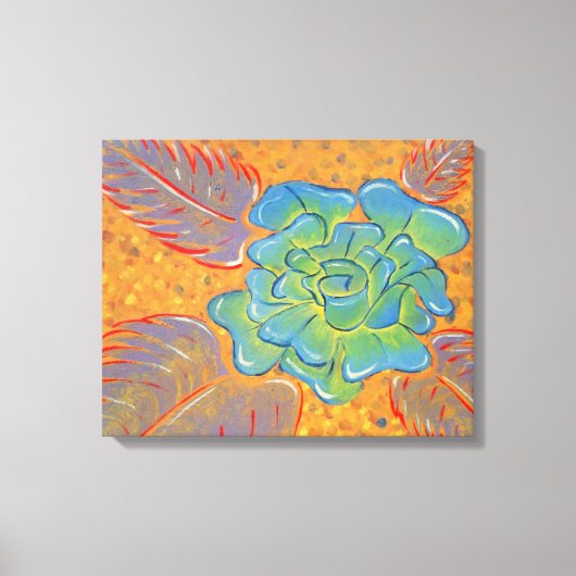 Blauw Roos olieverfschilderij Canvas Afdruk (Voorkant)