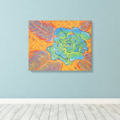 Blauw Roos olieverfschilderij Canvas Afdruk (Insitu (Houten vloer))