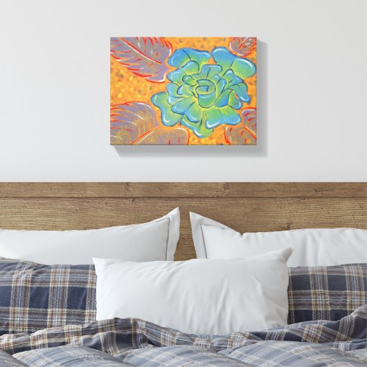 Blauw Roos olieverfschilderij Canvas Afdruk (Insitu (Slaapkamer))