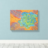 Blauw Roos olieverfschilderij Canvas Afdruk (Insitu (Houten vloer))