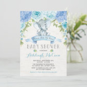 Blauw Roos Olifant Baby shower Jongen Oerwoud Kaart (Staand voorkant)