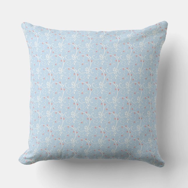  blauw Roos Omkeerbare pastallong Kussen (Voorkant)