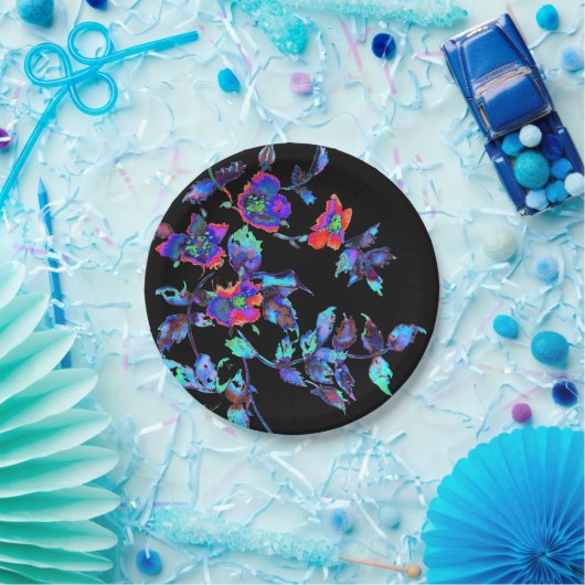  blauw Roos Papieren Bordje (Feest)