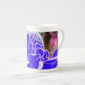 Blauw Roos Petals Bone China Porselein Mok (Voorkant rechts)