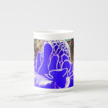 Blauw Roos Petals Bone China Porselein Mok