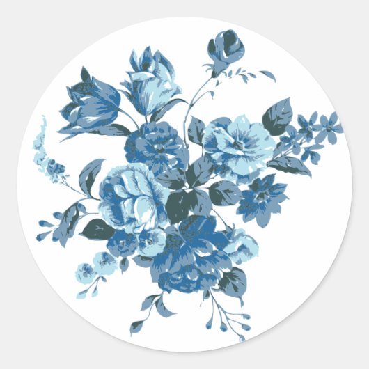  Blauw Roos & Pioen Bloemen Stickers / Zeehonden (Voorkant)