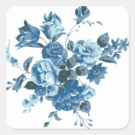  Blauw Roos & Pioen Bloemen Stickers / Zeehonden (Voorkant)