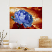 Blauw Roos Poster (Keuken)