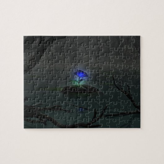 Blauw Roos Puzzle Legpuzzel (Horizontaal)