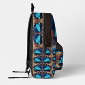 Blauw Roos regendruppels bloemkunst gepersonalisee Bedrukte Rugzak (Links)