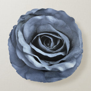 Blauw Roos Rond Kussen
