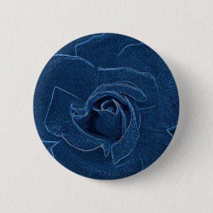 blauw roos ronde button 5,7 cm