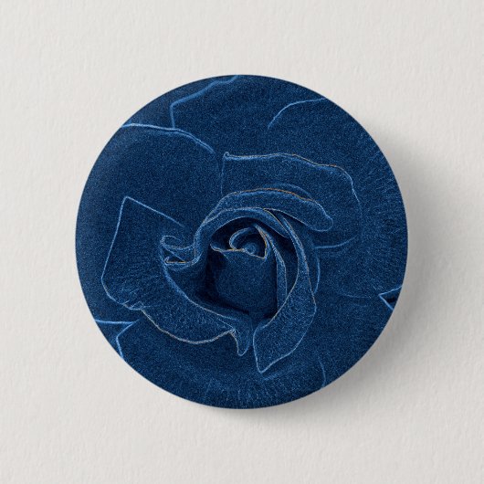 blauw roos ronde button 5,7 cm (Voorkant)