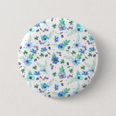 Blauw roos ronde button 5,7 cm (Voorkant)