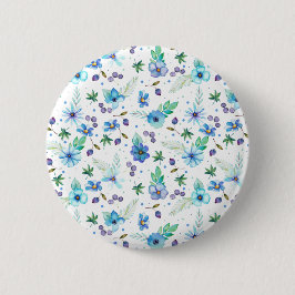Blauw roos ronde button 5,7 cm
