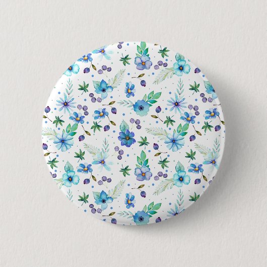 Blauw roos ronde button 5,7 cm (Voorkant)