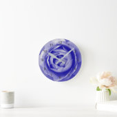 Blauw roos ronde klok (Huis)