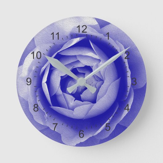 Blauw roos ronde klok (Voorkant)