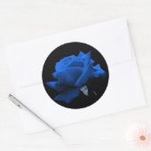 Blauw Roos Ronde Sticker (Envelop)