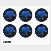 Blauw Roos Ronde Sticker (Vel)