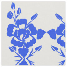 Blauw Roos silhouet katoenen stof