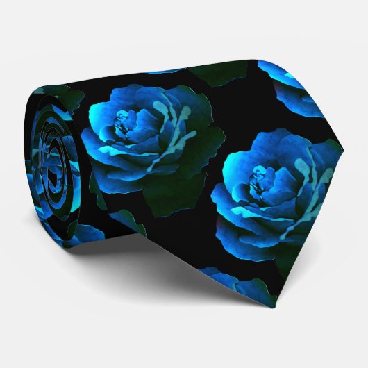 Blauw Roos Stropdas (Opgerold)