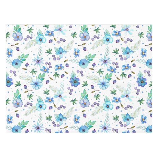 Blauw roos tafelkleed (Voorkant (Horizontaal))