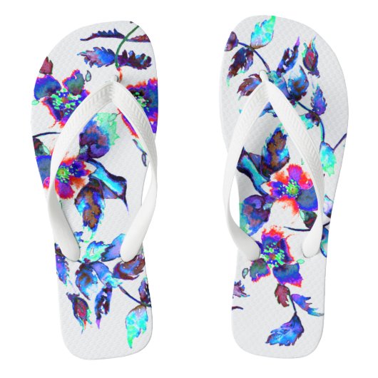 blauw Roos Teenslippers (Voetbed)