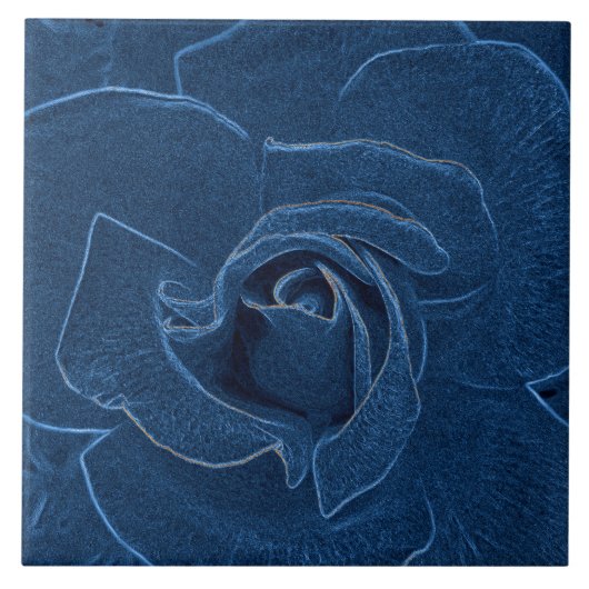 blauw roos tegeltje (Voorkant)