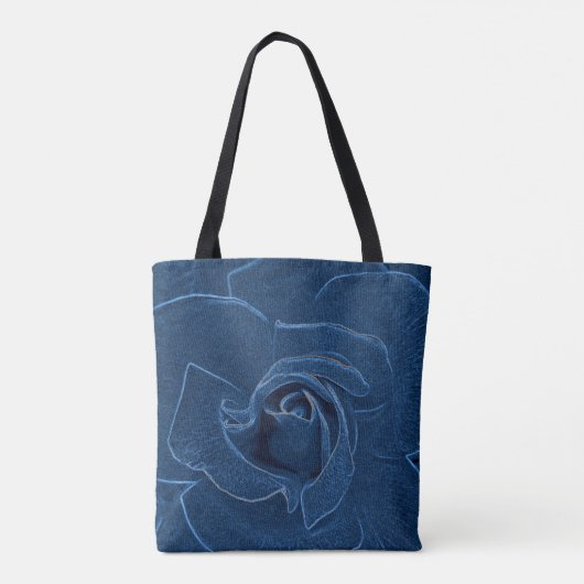blauw roos tote bag (Achterkant)