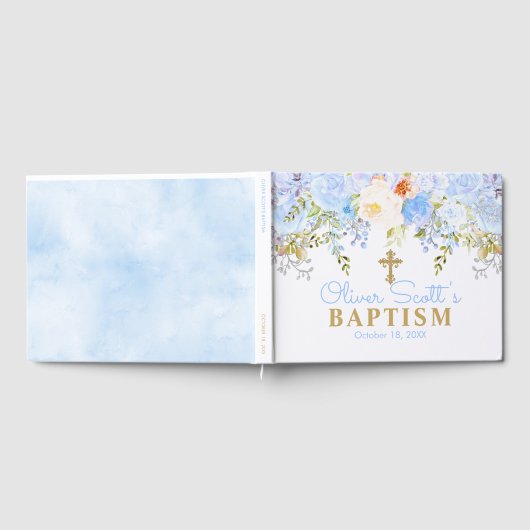 Blauw Roos Tuinblauw en goudblauw Gastenboek (Volledig)