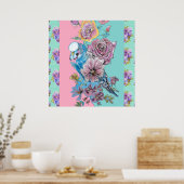 Blauw Roos van boedgie Ventilator Aqua Poster (Keuken)