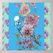 Blauw Roos van boedgie Ventilator Aqua Poster (Voorkant)