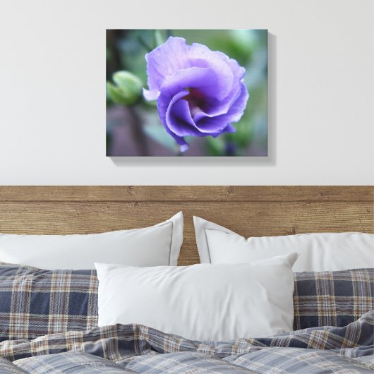 Blauw Roos van Sharon 14 x 11 Canvas afdrukken (Insitu (Slaapkamer))