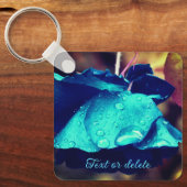Blauw Roos ventilator Abstract aangepast Sleutelhanger (Voorkant)