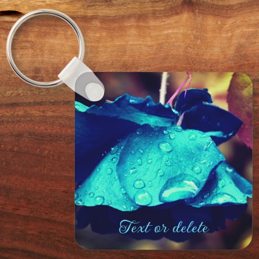 Blauw Roos ventilator Abstract aangepast Sleutelhanger (Voorkant)