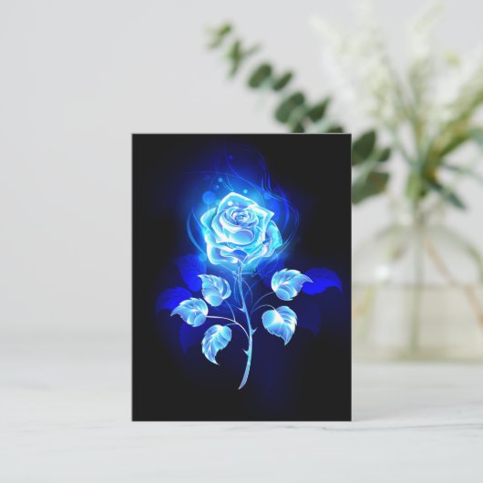 Blauw Roos verbranden Aankondigingskaart (Staand voorkant)