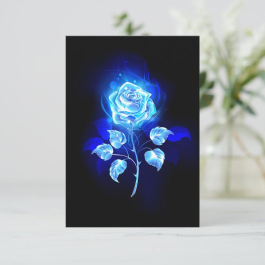 Blauw Roos verbranden Bedankkaart (Staand voorkant)