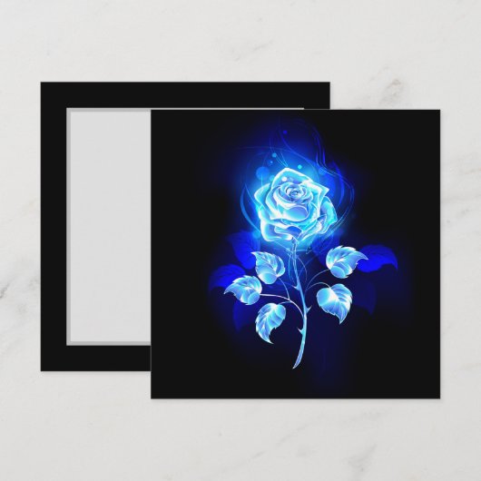 Blauw Roos verbranden Bedankkaart (Voorkant / Achterkant)