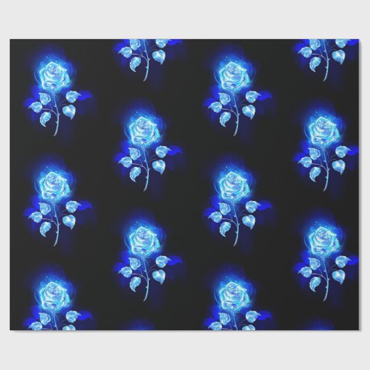Blauw Roos verbranden Cadeaupapier (Vlak)