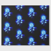 Blauw Roos verbranden Cadeaupapier (Vlak)