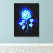 Blauw Roos verbranden Canvas Afdruk (Insitu (Houten vloer))