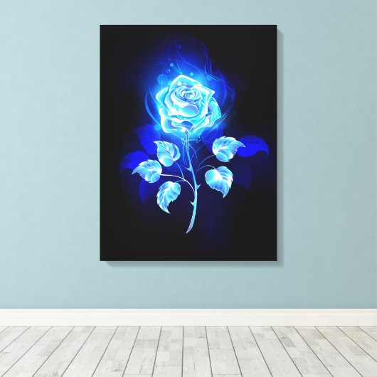 Blauw Roos verbranden Canvas Afdruk (Insitu (Houten vloer))